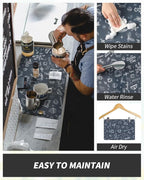 AMOAMI Coffee Mat Hide Stain Rubber Backed Absorbent Dish Drying Mat for Kitchen Counter - Fits Under Coffee Maker & Machine - Dust Blue (17X31.5)