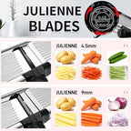 Mandoline Food Slicer, Adjustable Mandoline Slicer for Kitchen, Stainless Steel Mandolin Vegetable Chopper for Potato/Tomato/Onion, Vegetable Slicer Julienne Cutter with Cut-Resistant Gloves