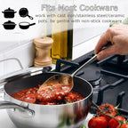 Cooking Utensils Set 4pcs - Stainless Steel Kitchen Utensils, Heavy Duty Metal Utensils Set with Stainless Steel Spatula Set Wok Spatula, Serving Spoons, Ergonomic Handle and Dishwasher Safe
