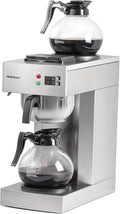 12-Cup Coffee Maker 1.8L Commercial Drip Coffee Maker Pour Over Coffee Machines with 2 Glass Carafes and 2 Warmers Plate Stainless Steel Coffee Brewer for Cofe Bar and Restaurant