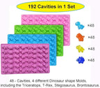 KRLIFCSL Mini Gummy Dinosaur Silicone Candy Molds, Non-Stick Chocolate Molds for Making Fruit Gummies, Chocolates, Vitamin Candy, Party Novelty Gift, Pack of 4 with 4 Droppers (Mini Dinosaur)