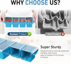 Silicone Freezer Tray with Lid Soup Freezer Container Molds with Steel Reinforced Rim Large Ice Cube Tray Makes 8 Perfect 1 Cup Portions Cubes Storage Food silicone Ice Cube Molds Housewarming Gifts