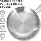 LOLYKITCH 8.5 Inch Tri-Ply Stainless Steel Frying Pan,Small Skillet,Induction Cooking Pan,Dishwasher and Oven Safe,Rivet Handle