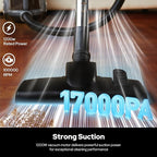 Aircliff Canister Vacuum Cleaner, Specially Designed Nozzle for Pet Family, 1200W & 17Kpa Strong Suction, 2 HEPA Filters & 5 Cleaning Tools for Hard Floor, Carpet, Upholstery, Pet Hair(Sliver)
