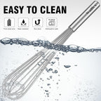 Walfos Whisks Large Whisk Set of 2, Heavy Duty Stainless Steel Wire Whisk Ideal For Beating Eggs, Mixing Batter & Blending Sauces.（13in+17in)