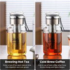 Glass Cold Brew Coffee Maker with Extended Fine Mesh Filter, Tea Infuser Bottle Iced Coffee Maker with Thick Borosilicate Glas