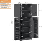 Yusong 64'' Grey Kitchen Storage Cabinet, Tall Pantry Cabinet with Doors and Shelves, 17 Cubic Feet, Freestanding for Kitchen, Dining, Living Room