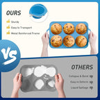 2 Packs 6 Cups Silicone Muffin Pan with Metal Reinforced Frame Jumbo Size Cupcake Pan Tray Egg Bites Silicone Molds Muffin Tin Tart Pans Bundt Pan Reposteria Accesorios Moldes Para Pasteles