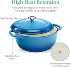 Best Choice Products 7.5 Quart Enamel Cast-Iron Round Dutch Oven, Family Style Heavy-Duty Pre-Seasoned Cookware for Home, Kitchen, Dining Room, Oven Safe w/Lid, Dual Handles - Blue