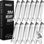 12 PCS Mini Serving Tongs, 6 Inch Small Sugar Tongs, Stainless steel Small Kitchen Tiny Food Tongs for Serving Food, Coffee Bar, Tea Party, Desserts Party and Ice Bucket