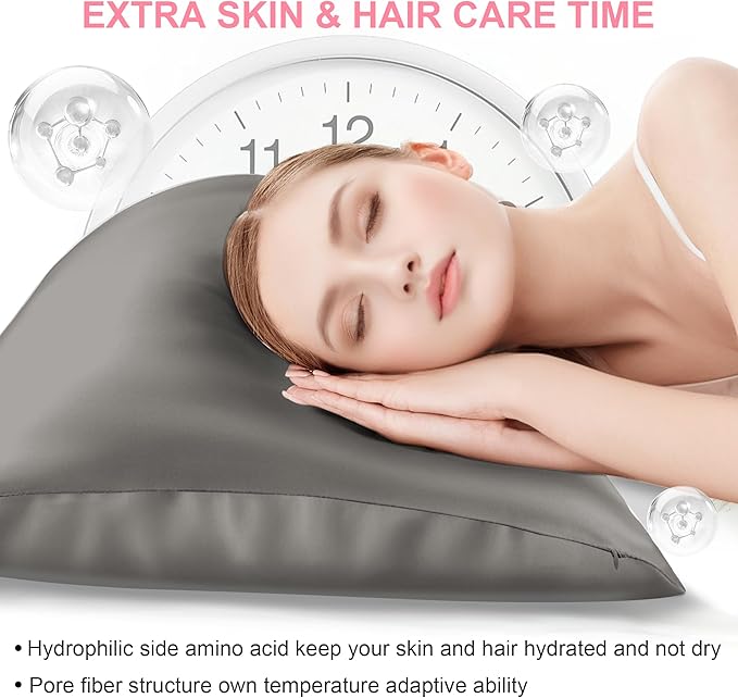 Silk Body Pillow Cover with Zipper, Mulberry Silk Pillow Cases Body Size Ultra Smooth and Soft Breathable Cooling Silk Satin Body Pillowcase for Hair and Skin (20x54 Inches, 1 Pack)