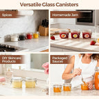ComSaf 4oz Small Airtight Glass Jars Set of 6 with Lids Food Storage Jar Round, Mason Jar, Mini Storage Container with Clear Preserving Seal Wire Clip Fastening for Kitchen Canning, Jam, Spice, Honey