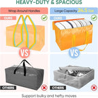 BALEINE 6-Pack Oversized Moving Bags with Reinforced Handles, Heavy-Duty Storage Tote for Clothes, Moving Supplies (Light Yellow, 6-Pack)