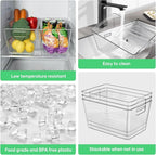 8 Pack Clear Plastic Storage Bins, 11" Large Pantry Organizer Bins with Handles, Plastic Containers for Refrigerator,BPA-Free Perfect for Kitchen,Fridge,Cabinet,Pantry,Bathroom,Closet Organization