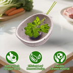 Herb Stripper, 4-Hole Design Pottery Herb Stripper,Handmade Ceramic Herb Stripper Bowl for Removing Leaves and Stems in the Kitchen (White Glaze)