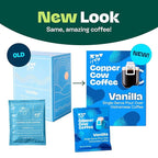 Copper Cow Coffee Pour Over Vietnamese Ground Coffee Pouches + Sweetened Condensed Milk Creamers (8 Coffees & 8 Milk Creamers) | Vanilla Lattes, No Refrigeration Needed, Travel Friendly