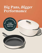 Caraway Cast Iron Skillet - 12” Enameled Cast Iron Pan With 3 Layer Enamel Coating - No Seasoning Required - Compatible With All Stovetops - Free From Forever Chemicals - Cream