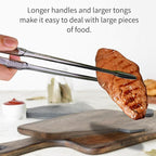 Premium Black Cooking Tongs - 304 Stainless Steel, Comfortable Grip, Non-Slip Design, High Heat Resistant - Ideal for Home, Kitchen, Barbecue & Frying Steak (black, 9 ＋12Inch)