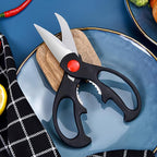 Multipurpose kitchen scissors, heavy duty meat poultry scissors, spice scissors, food cooking scissors, stainless steel utility scissors (1, black)