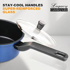 Nonstick Sauce Pan with Lid,1.5QT small pot, PFOA Free,Kitchen Pots Induction Pot,Blue