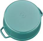 STAUB Cast Iron 5.5-qt Round Cocotte, Serves 5-6, Made in France, Turquoise
