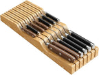 Bamboo In-Drawer Knife Block for 13 Knives(Not Included), Knife Drawer Organizer,Knife Holder Countertop,Block Knife Storage Organizer for Kitchen