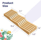 Bamboo In-Drawer Knife Block for 11 Knives(Not Included), Knife Drawer Organizer,Knife Holder Countertop,Block Knife Storage Organizer for Kitchen