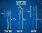 Party Bargains Disposable Cutlery set, SAPPHIRE Design, Clear Color, 1,440 Pieces: 720 Forks,480 Spoons, 240 Knives