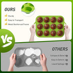 2 Packs 12 Cups Silicone Muffin Pan with Metal Reinforced Frame Regular Size Cupcake Pan Tray Egg Bites Silicone Circle Cookie Molds Muffin Tin Tart Pans Baking Sheet Set for Breakfast Sandwiches