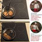 Grease Splatter Screen for Frying Pan 13 inch - Stops 99% of Hot Oil Splash - Protects Skin from Burns - Splatter Guard for Cooking - Iron Skillet Lid Keeps Kitchen Clean, includes Silicone Spatula