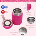 Bento Lunch Box Set for Kids with 10oz Thermo Food Jar, Leak-Proof Lunch Containers with 6 Compartment, Nylon Preppy Lunch Bag with Adjustable Strap for Girls School Travel Picnic
