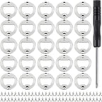 JINGTONG 25 Set DIY Bottle Opener Insert Kits, Rustproof Inserts + 50 Screws Screwdriver Metal Beer Hardware Parts Accessories for Resin Mold (Silver 25)