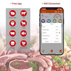 Wireless Meat Thermometer – Digital Cooking Thermometer with Wireless Probe – 500Ft Remote Range Food Thermometer – with iOS & Android Read App -Preprogrammed Temperatures for BBQ, Oven, Grill