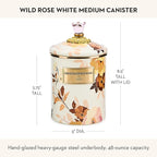 MACKENZIE-CHILDS Enamel Canister, Kitchen Storage Container with Lid, Medium, Wild Rose White