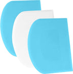 SURDOCA Dough Scraper Bench Scraper - 3P 8.3x5.5" Plastic Flexible Bowl Scraper, Sharp Edge & Angles Cake Scraper. Non-Slip Bakeware Decorating Tools Sculpting & Modeling Tools - Blue+White+Blue