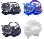 Cat Candle Holder Animal Cylinder Candle & Resin Mold - Resin Casting Silicone Molds for Home Decor & Candle Making Wave Spiral Mold