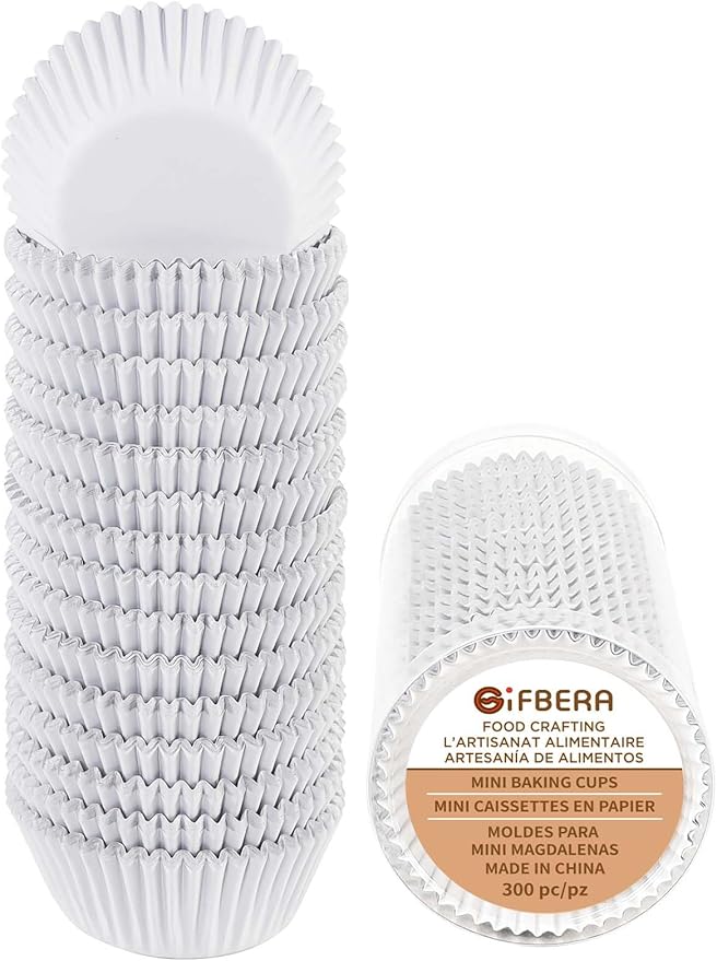 Gifbera White Foil Cupcake Liners Mini Size Muffin Baking Cups 300 Count
