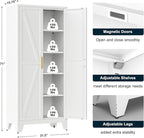 71" Tall Metal Storage Cabinet with 2 Doors and 4 Adjustable Shelves, 5-Tier Kitchen Pantry Storage Cabinet for Kitchen, Living Room, Dining Room and Office, White