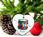 Personalized Drum Xmas Ceramic Ornaments Gifts for Band Music, Drummer Ornament Keepsake 2025, Customized Name & Year Drum Instrument Lovers Ceramic Ornaments, Drumming Player Christmas Ornament Tree