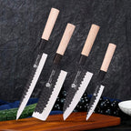 WILDMOK Left Handed 4pcs Knife Set GYUTO Sashimi Sushi Knife Sets for Left Handed, Fish Filleting Chef Knife for Kitchen German Steel Blade & Traditional Wooden Handle