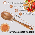 2 Pcs Large Wooden Spoons for Cooking Serving Mixing Kitchen Spoon Big Acacia Wood Utensils Set Teak Spatula Cooking Spoon Set Bamboo Baking Spoons Non Toxic Kitchen Tools Cooking Accessories
