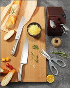 Kitchen Knife Block Set, Enduring Sharpness Premium Knife Set with Block, 14 Pcs Japanese High Carbon Stainless Steel Knives Set for Kitchen, Chef Knife Set with Block and Built in Sharpener