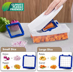 Geedel Vegetable Cutter, Onion Cutter Pro Food Chopper, Kitchen Vegetable Slicer Dicer Cutter Grater, Veggie Chopper with container for Salad Onion Potato Carrot (4 in 1, Blue)