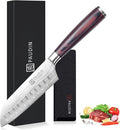 PAUDIN Santoku Knife, Chef Knife 5 inch Ultra Sharp Kitchen Knife, Japanese Chef Knife with Sheath, High Carbon Stainless Steel, Ergonomic Pakkawood Handle