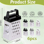 6 Pcs Mini Cheese Grater Professional Small Box Grater Stainless Steel Handheld Slicer with 4 Sides Food Shredder Safe Zester for Kitchen Cheese Garlic Ginger Vegetable Potatoes