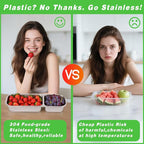 Stainless Steel Snackle Container For Adults, Reusable Bento Lunch Box Snack Containers, 2-3 Compartment Divided Food For Home Work Travel (2 Pack)
