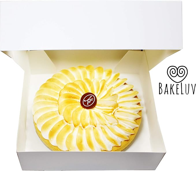 BAKELUV Pie Boxes for 9 Inch Pie | White, 25 Pack | 9x9x2.5 Bakery Box with Window, 9x9 Cookie Box, 9 Inch Pastry Boxes with Window Bulk, Cake Boxes, Auto Pop Up