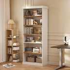 70.8" Tall Farmhouse Bookshelf with Glass Doors, Modular Bookcase with 6-Tier Adjustable Shelves, Large Storage Cabinet for Kitchen, Living Room, White, Set of 4