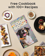 Pet Fresh Food Processor Gift Set with 100+ DIY Recipes – Quick 10 Types of Homemade Fresh Foods for 5 Pet Types, 7-in-1 Cooking Machine with Easy One-Touch Panel, Dog Jerky, Cat Churu Treats