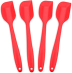 Silicone Spatula 4-piece Set, Heat-Resistant Non-stick Rubber Spatulas with Stainless Steel Core, Red